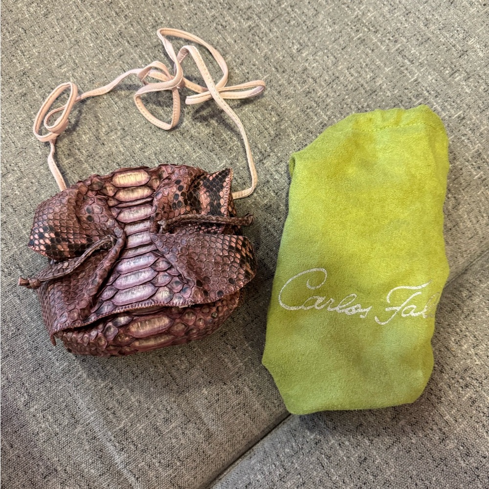 Carlos Falchi Pink Snakeskin Crossbody Bag